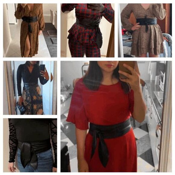 Black Knot Decor Wide Wrap Around Obi Corset Black Belt SIZE L-XL NEW - Picture 11 of 14